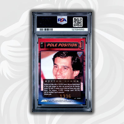 PSA 7 - 1336/3000 - Ayrton Senna #PP7 - Pole Position - 1995 Futera - MCLAREN REPRINT