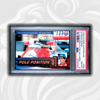 PSA 8 - 1573/3000 - Ayrton Senna #PP6 - Pole Position - 1995 Futera - MCLAREN REPRINT