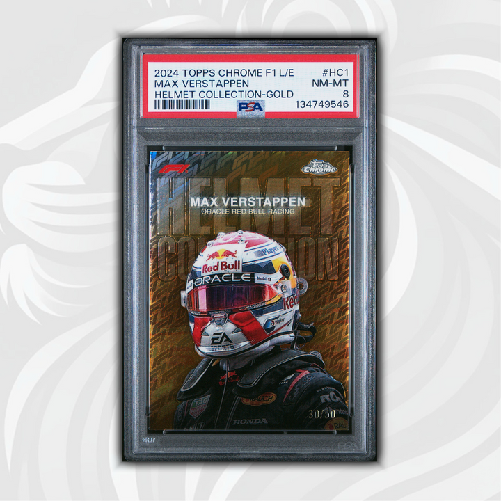 PSA 8 - 30/50 Max Verstappen #HC-1 - Helmet Collection Gold - 2024 Topps Chrome F1