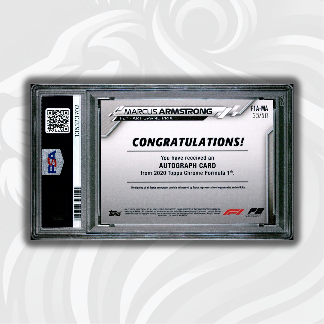 PSA 7 - 35/50 Marcus Armstrong #MA - Gold Refractor Autograph - 2020 Topps Chrome F1