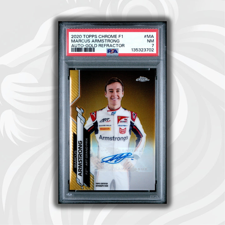 PSA 7 - 35/50 Marcus Armstrong #MA - Gold Refractor Autograph - 2020 Topps Chrome F1