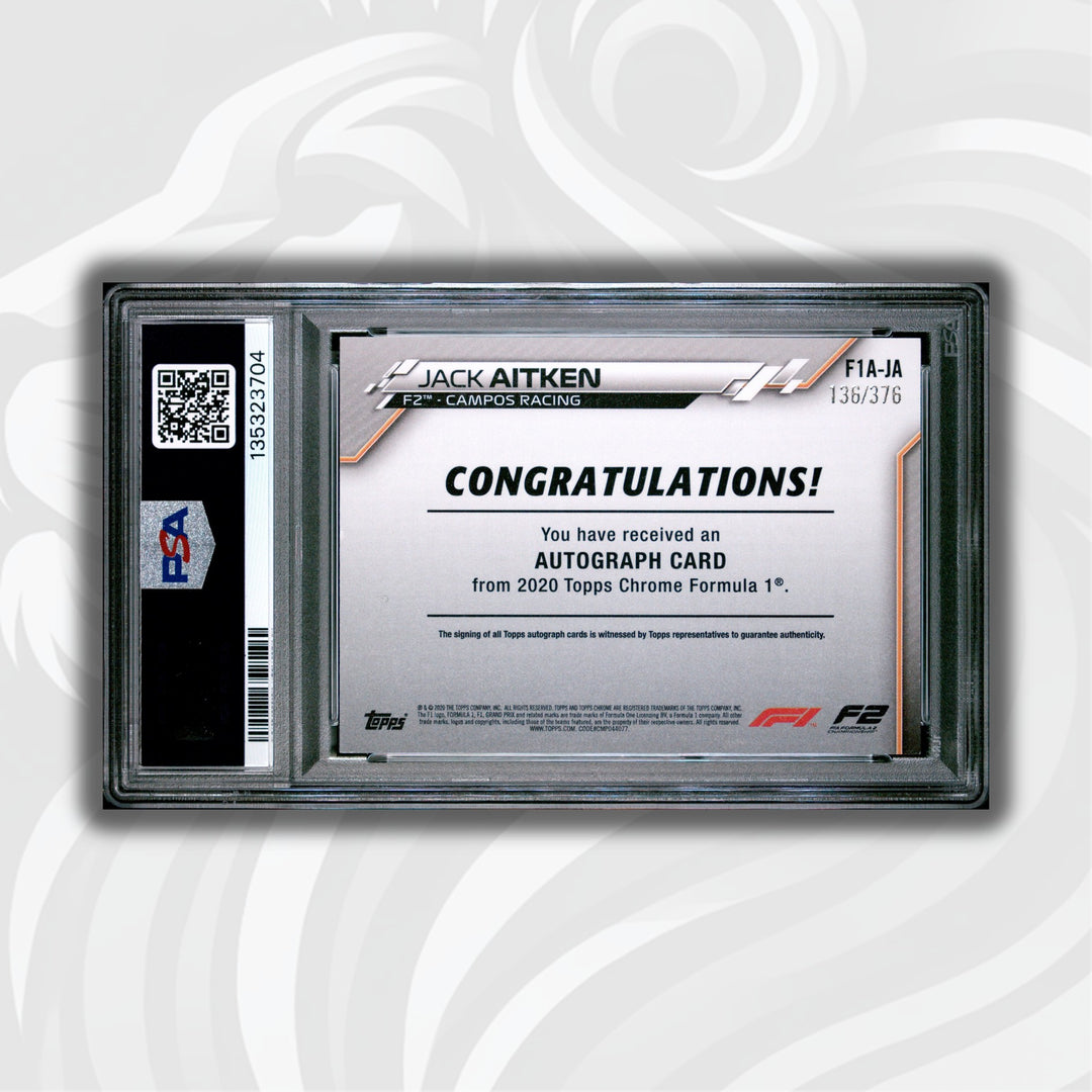 PSA 8 - 138/376 Jack Aitken #JA - Autograph - 2020 Topps Chrome F1