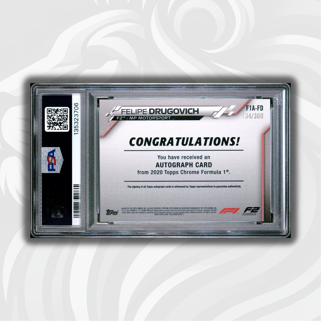 PSA 8 - 134/368 Felipe Drugovich #FD - Autograph - 2020 Topps Chrome F1