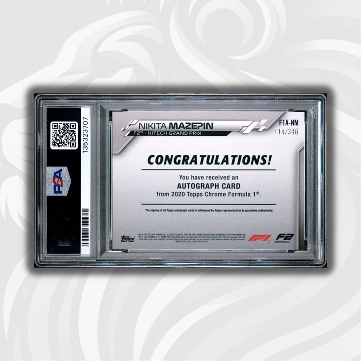 PSA 7 - 114/346 Nikita Mazepin #NM - Autograph - 2020 Topps Chrome F1