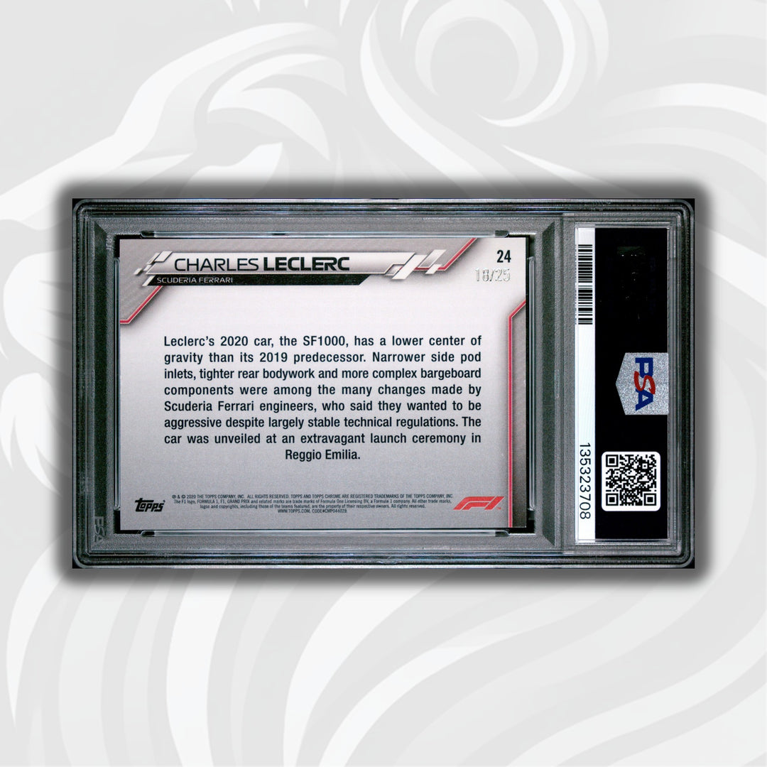 PSA 8 - 18/25 Charles Leclerc #24 - Orange Wave Refractor - 2020 Topps Chrome F1