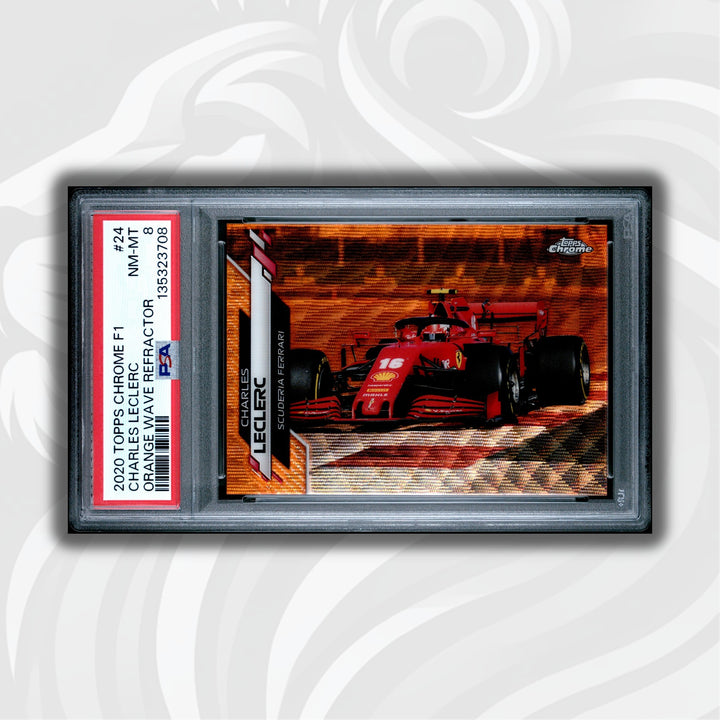 PSA 8 - 18/25 Charles Leclerc #24 - Orange Wave Refractor - 2020 Topps Chrome F1