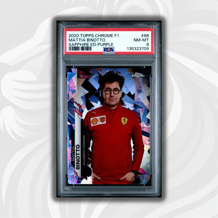 PSA 8 - 05/10 Mattia Binotto #86 - Sapphire Ed-Purple - 2020 Topps Chrome F1