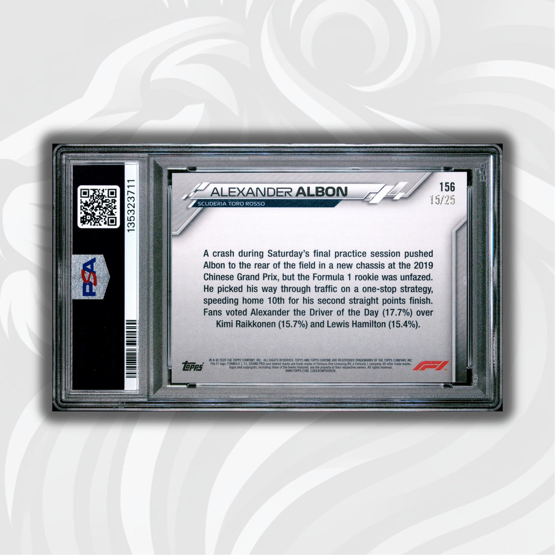 PSA 7 - 15/25 Alexander Albon #156 - Orange Wave Refractor - 2020 Topps Chrome F1