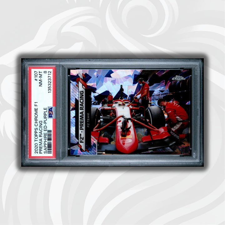 PSA 8 - 10/10 Prema Racing #107 - F2 Team - Purple Refractor - 2020 Topps Chrome F1