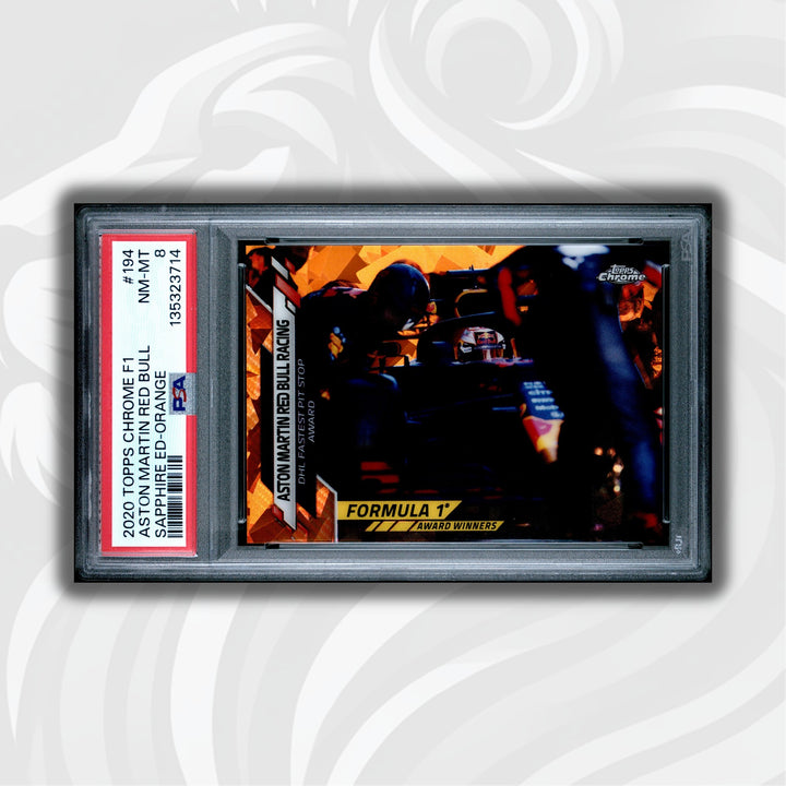 PSA 8 - 20/25 Aston Martin Red Bull Racing #194 - DHL Fastest Pit Stop Award - Orange - 2020 Topps Chrome F1