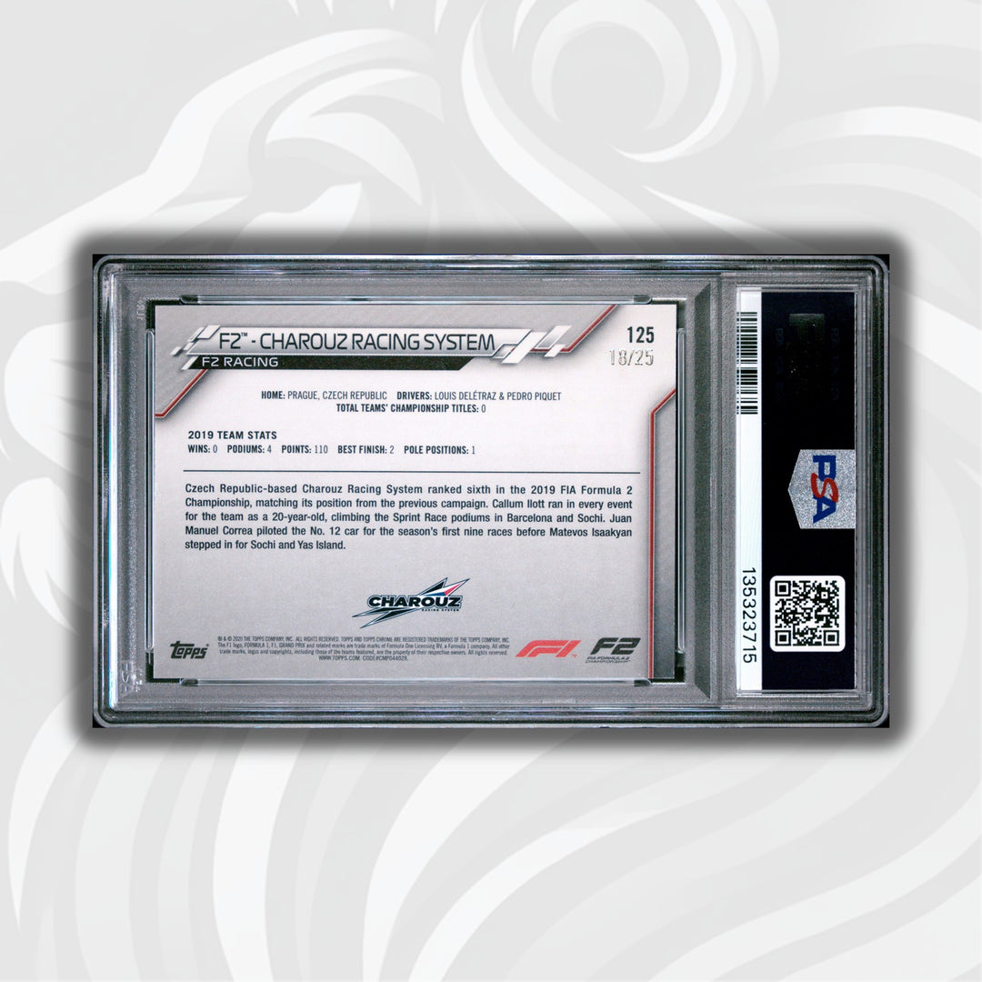 PSA 7 - 18/25 Charouz Racing System #125 - F2 Racing - Orange Refractor - 2020 Topps Chrome F1