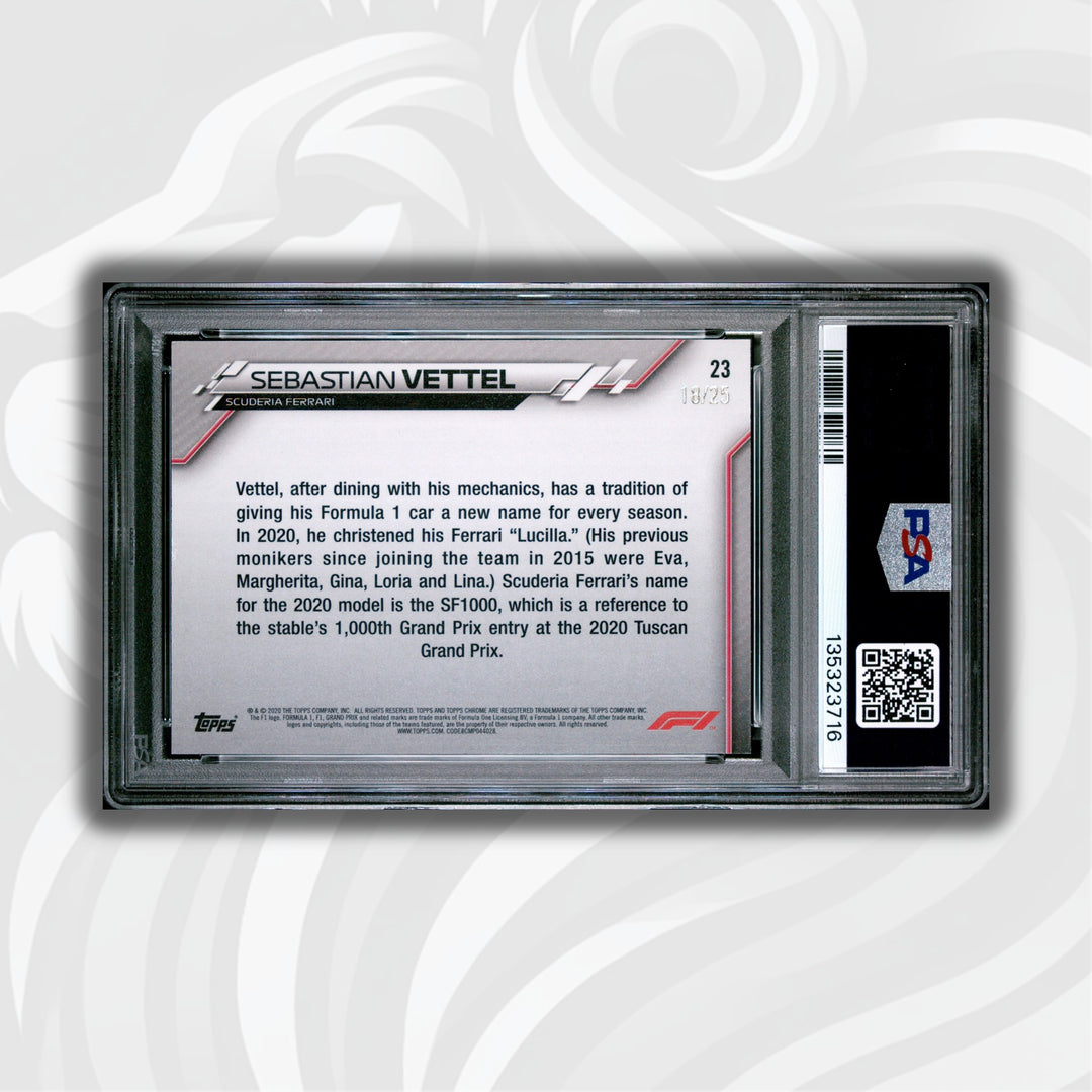 PSA 7 - 18/25 Sebastian Vettel #23 - Orange Wave Refractor - 2020 Topps Chrome F1