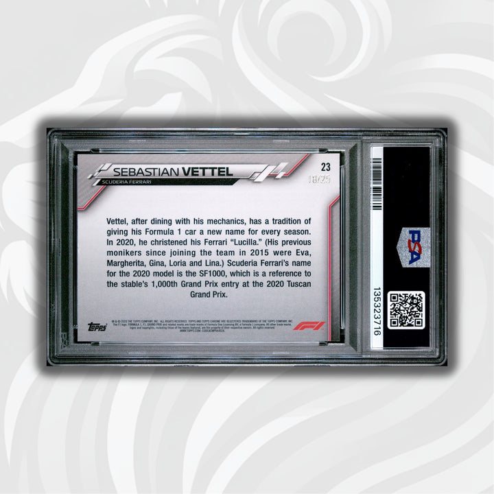PSA 7 - 18/25 Sebastian Vettel #23 - Orange Wave Refractor - 2020 Topps Chrome F1