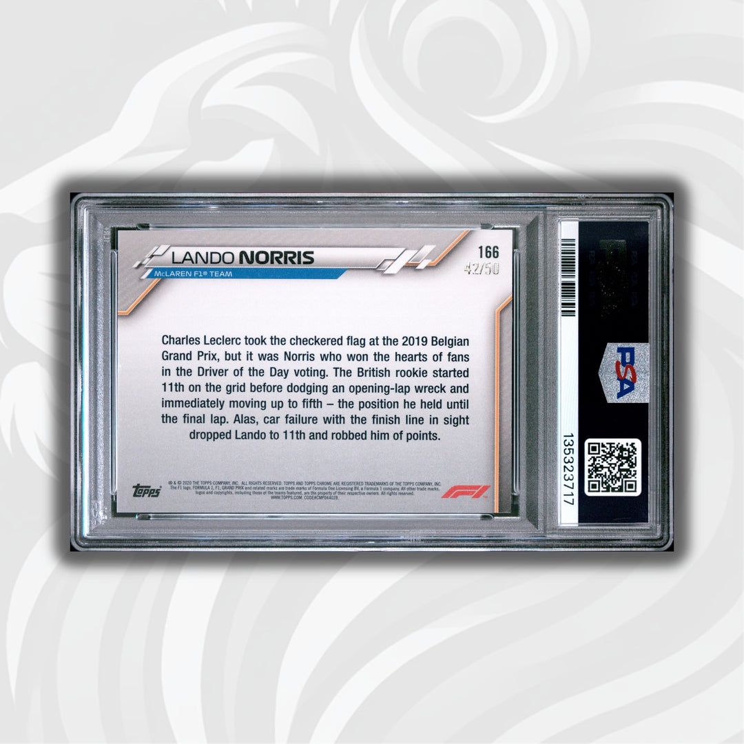 PSA 7 - 42/50 Lando Norris #166 - Driver of the Day - Gold Refractor - 2020 Topps Chrome F1