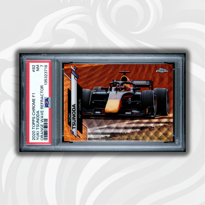 PSA 8 - 06/25 Yuki Tsunoda #82 - Orange Wave Refractor - 2020 Topps Chrome F1