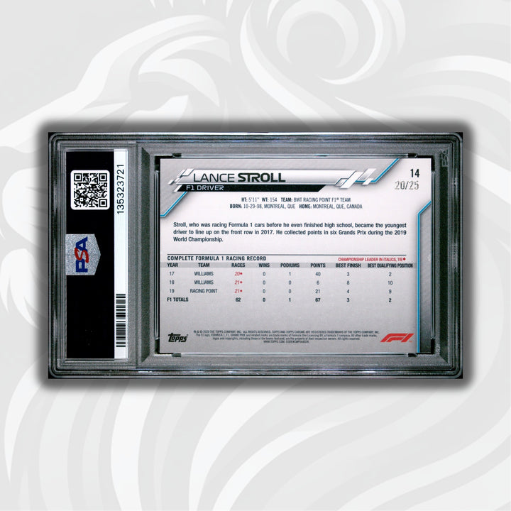 PSA 7 - 20/25 Lance Stroll #14 - Orange Wave Refractor - 2020 Topps Chrome F1