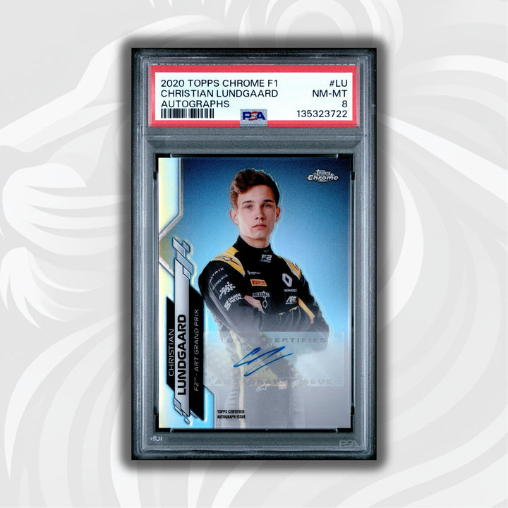 PSA 8 - 336/366 Christian Lundgaard #LU - Autograph - 2020 Topps Chrome F1