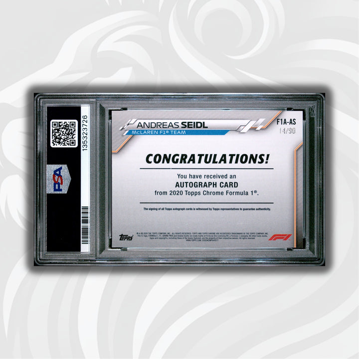 PSA 8 - 14/90 Andreas Seidl #AS - Autograph - 2020 Topps Chrome F1