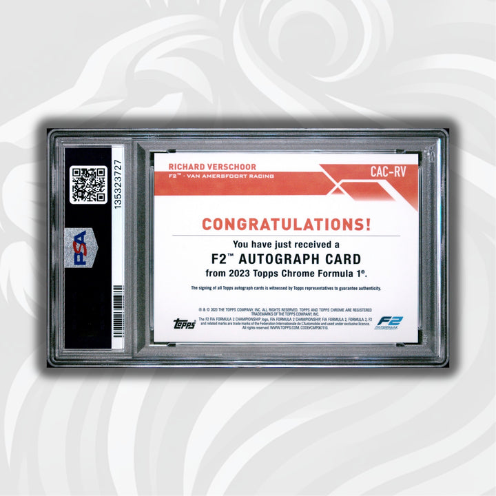 PSA 9 - 2/5 Richard Verschoor #CACRV - Red Refractor Autograph - 2023 Topps Chrome F1