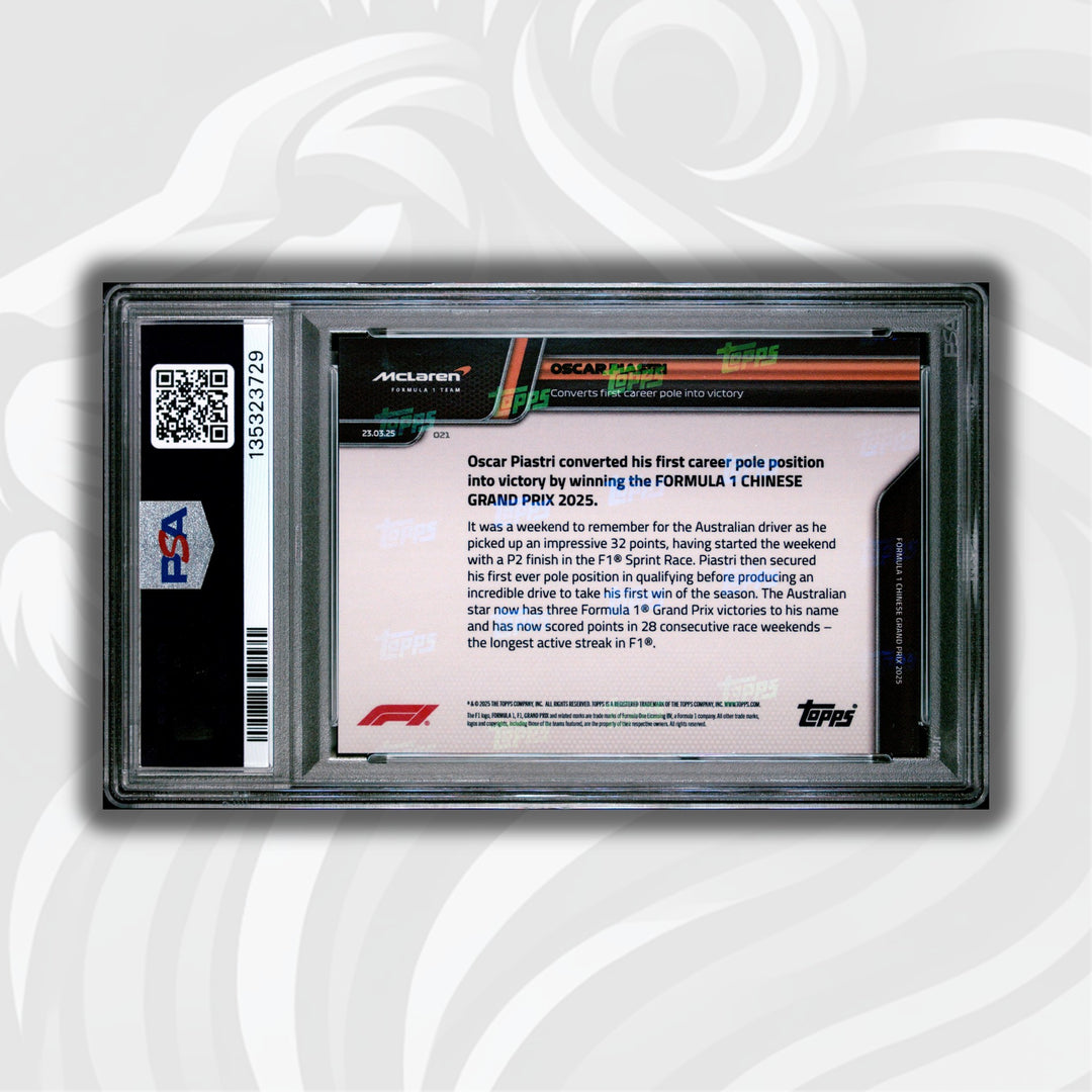 PSA 10 - 21/25 Oscar Piastri #21 - Pole to Victory - Orange - 2025 Topps Now F1