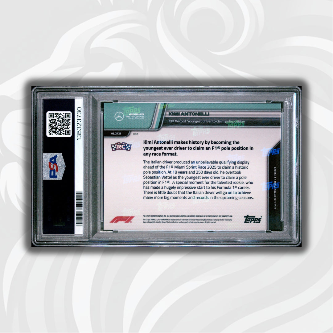 PSA 9 - 12/50 Kimi Antonelli #33 - Youngest Pole Position - Gold Foil - 2025 Topps Now F1