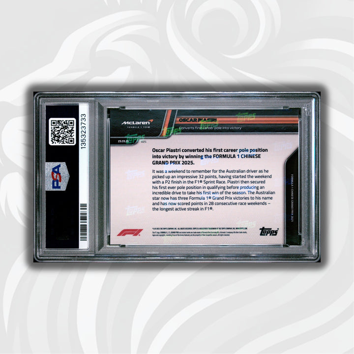PSA 9 - 08/25 Oscar Piastri #21 - First Career Pole to Victory - Orange - 2025 Topps Now F1