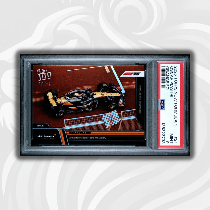 PSA 9 - 08/25 Oscar Piastri #21 - First Career Pole to Victory - Orange - 2025 Topps Now F1