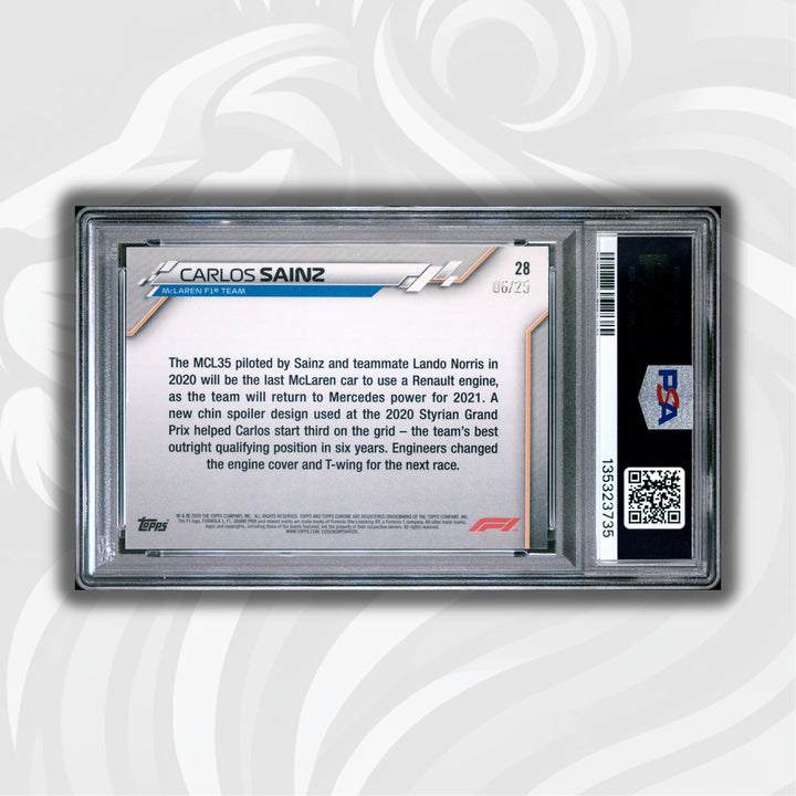 PSA 8 - 06/25 Carlos Sainz #28 - Orange Wave Refractor - 2020 Topps Chrome F1