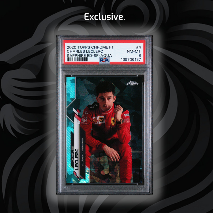 PSA 8 - 79/99 Charles Leclerc #4 - 2020 Topps Chrome F1 - Sapphire SP - Aqua