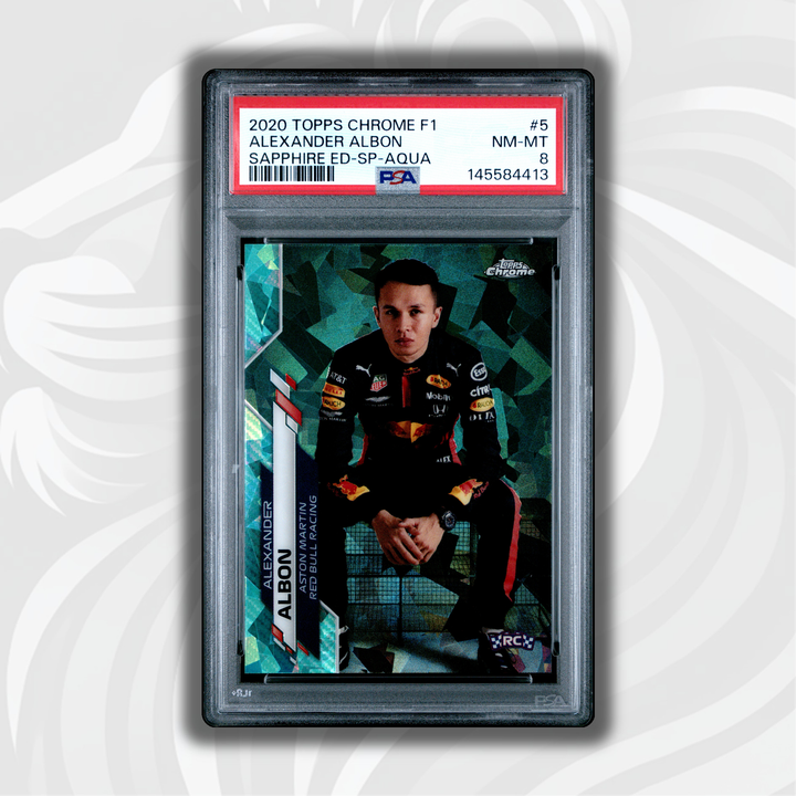 PSA 8 - 75/99 亚历山大·阿尔本 #5 - 2020 Topps Chrome F1 - 蓝宝石版 SP - 浅绿色