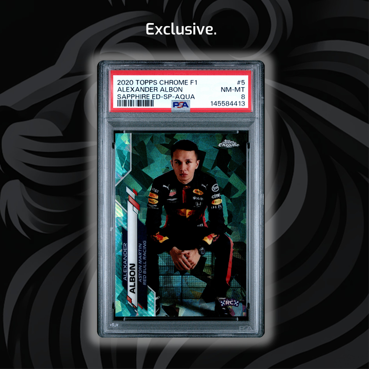 PSA 8 - 75/99 Alexander Albon #5 - 2020 Topps Chrome F1 - Sapphire Edition SP - Aqua