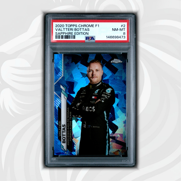 PSA 8 - Valtteri Bottas #2 - 2020 Topps Chrome F1 - Sapphire Edition
