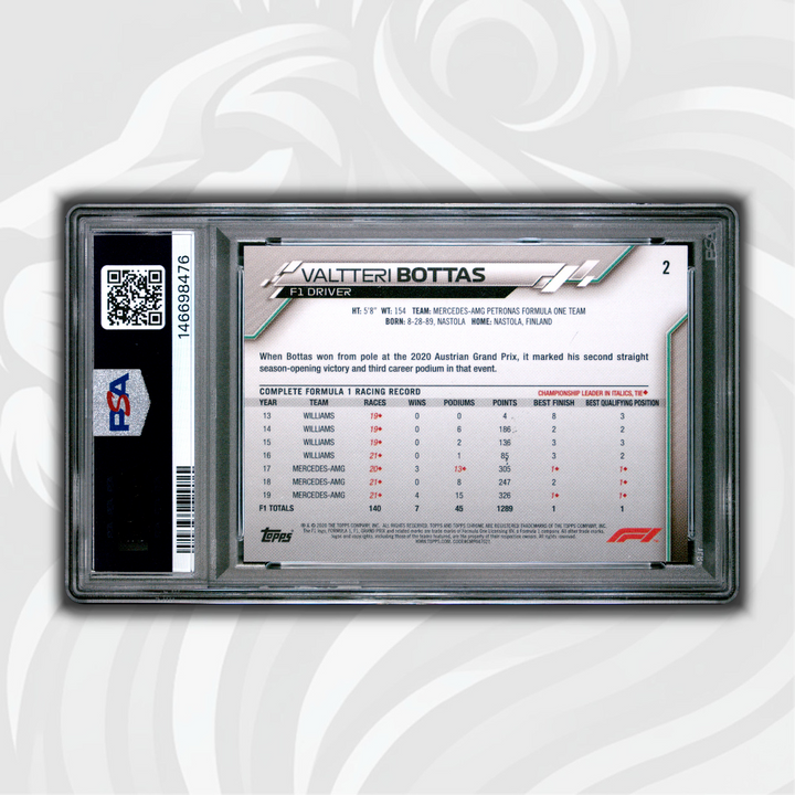 PSA 7 - Valtteri Bottas #2 - 2020 Topps Chrome F1 - Sapphire Edition