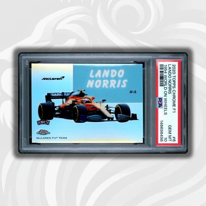 PSA 10 - Lando Norris #4 - 2020 Topps Chrome F1 - 1954 World On Wheels - Front