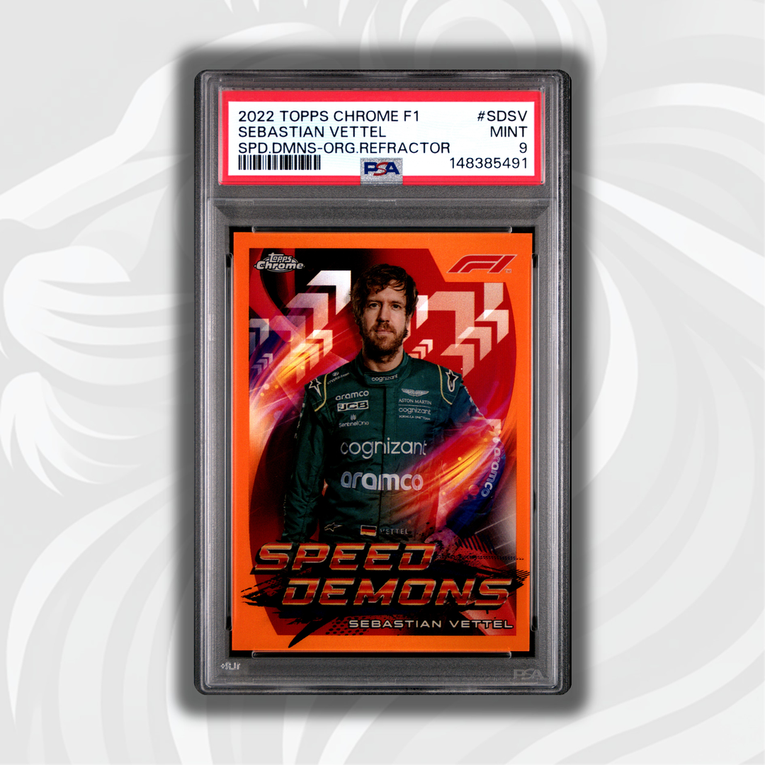 PSA 9 - 15/25 Sebastian Vettel #SDSV - 2022 Topps Chrome F1 - Speed Demons Orange Refractor - Front