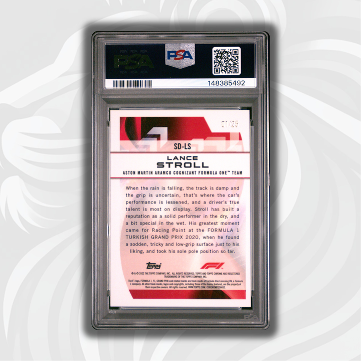 PSA 9 - 01/25 Lance Stroll #SDLS - 2022 Topps Chrome F1 - Speed Demons Orange Refractor - Back
