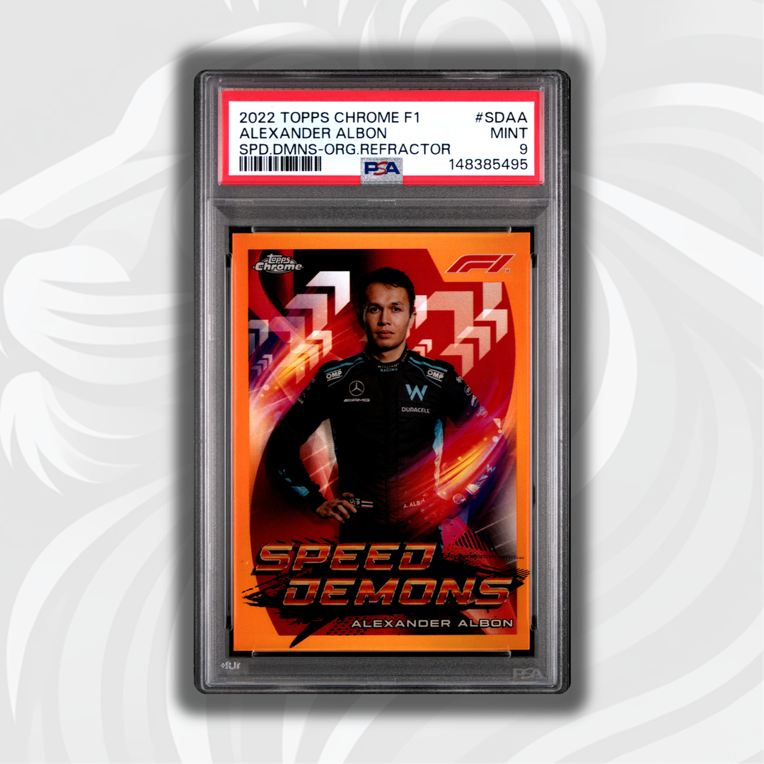 PSA 9 - 05/25 Alexander Albon #SDAA - 2022 Topps Chrome F1 - Speed Demons Orange Refractor - Front