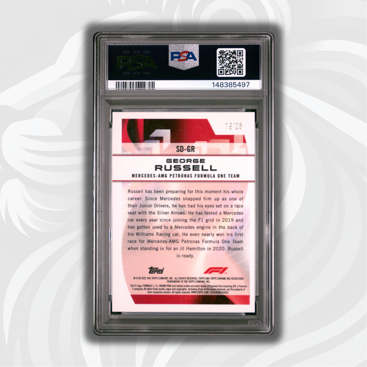 PSA 9 - 13/25 George Russell #SDGR - 2022 Topps Chrome F1 - Speed Demons Orange Refractor - Back