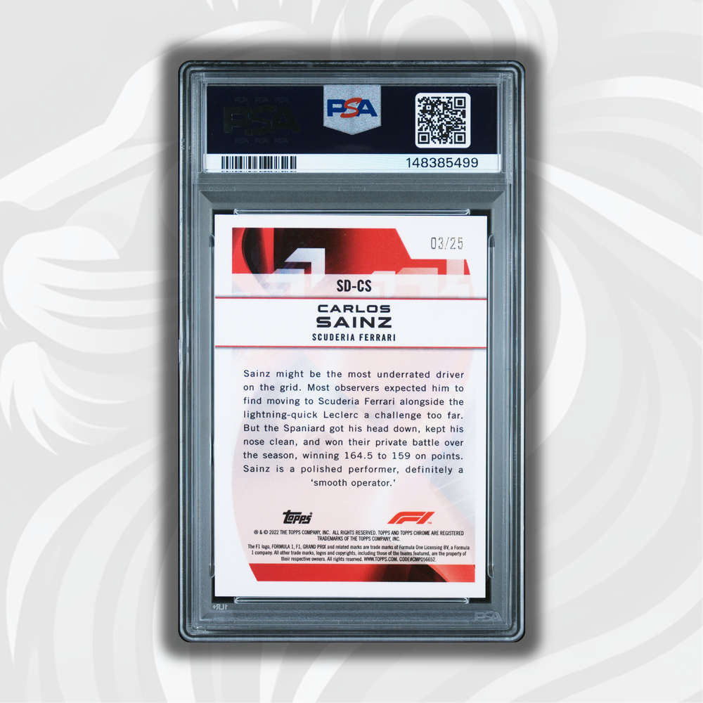 PSA 9 - 03/25 Carlos Sainz #SDCS - 2022 Topps Chrome F1 - Speed Demons Orange Refractor - Back