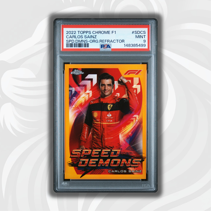 PSA 9 - 03/25 Carlos Sainz #SDCS - 2022 Topps Chrome F1 - Speed Demons Orange Refractor - Front
