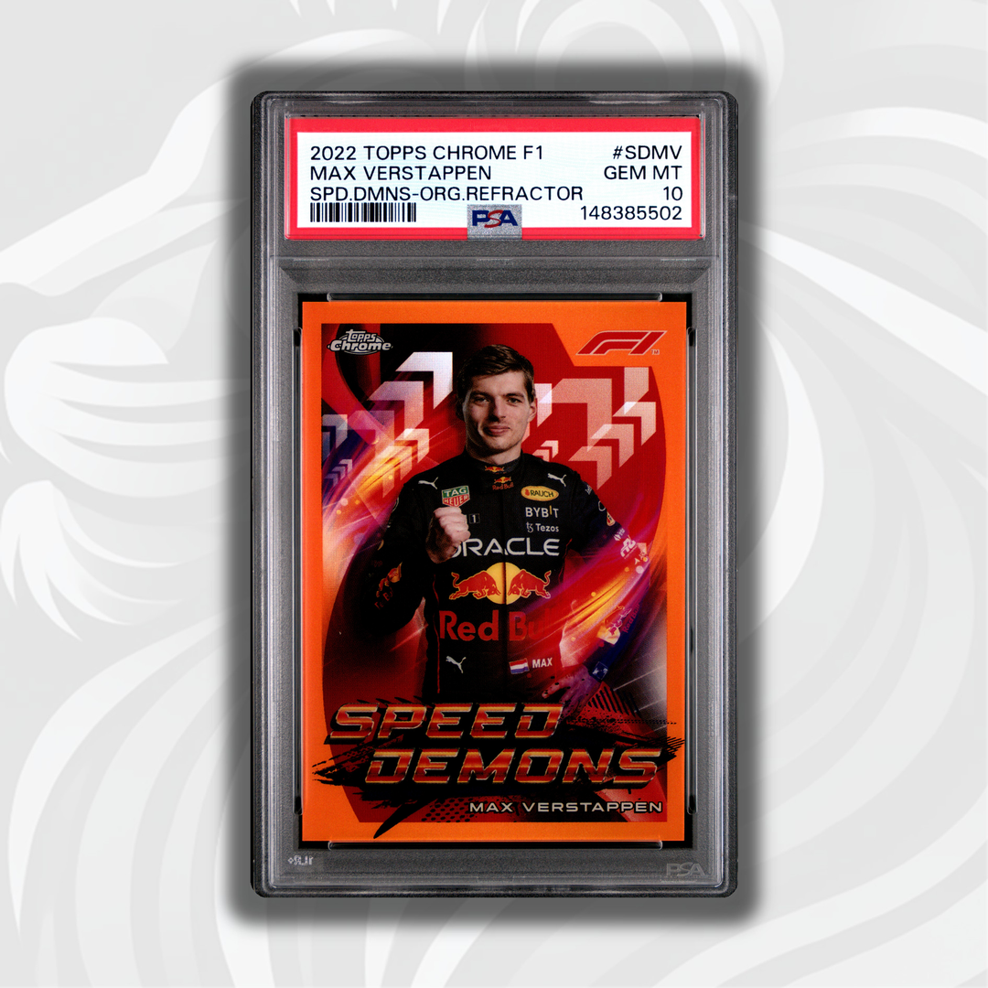 PSA 10 - 08/25 Max Verstappen #SDMV - 2022 Topps Chrome F1 - Speed Demons Orange Refractor - Front