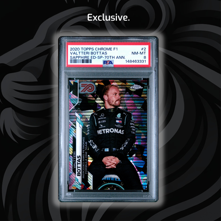 PSA 8 - 12/70 Valtteri Bottas #2 - 2020 Topps Chrome F1 - Sapphire ED-SP-70th Ann.