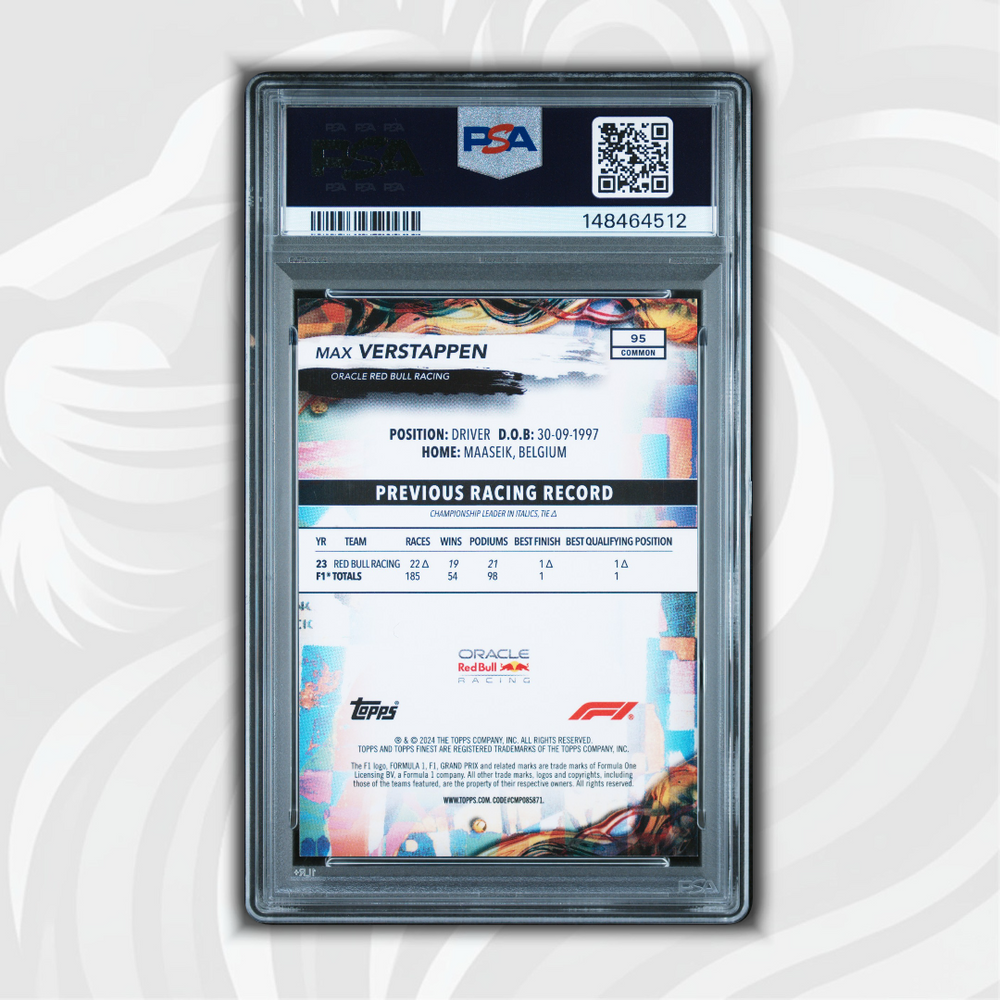 PSA 9 - 14/25 Max Verstappen #95 - Black Refractor - 2024 Topps Finest Formula 1 - Back