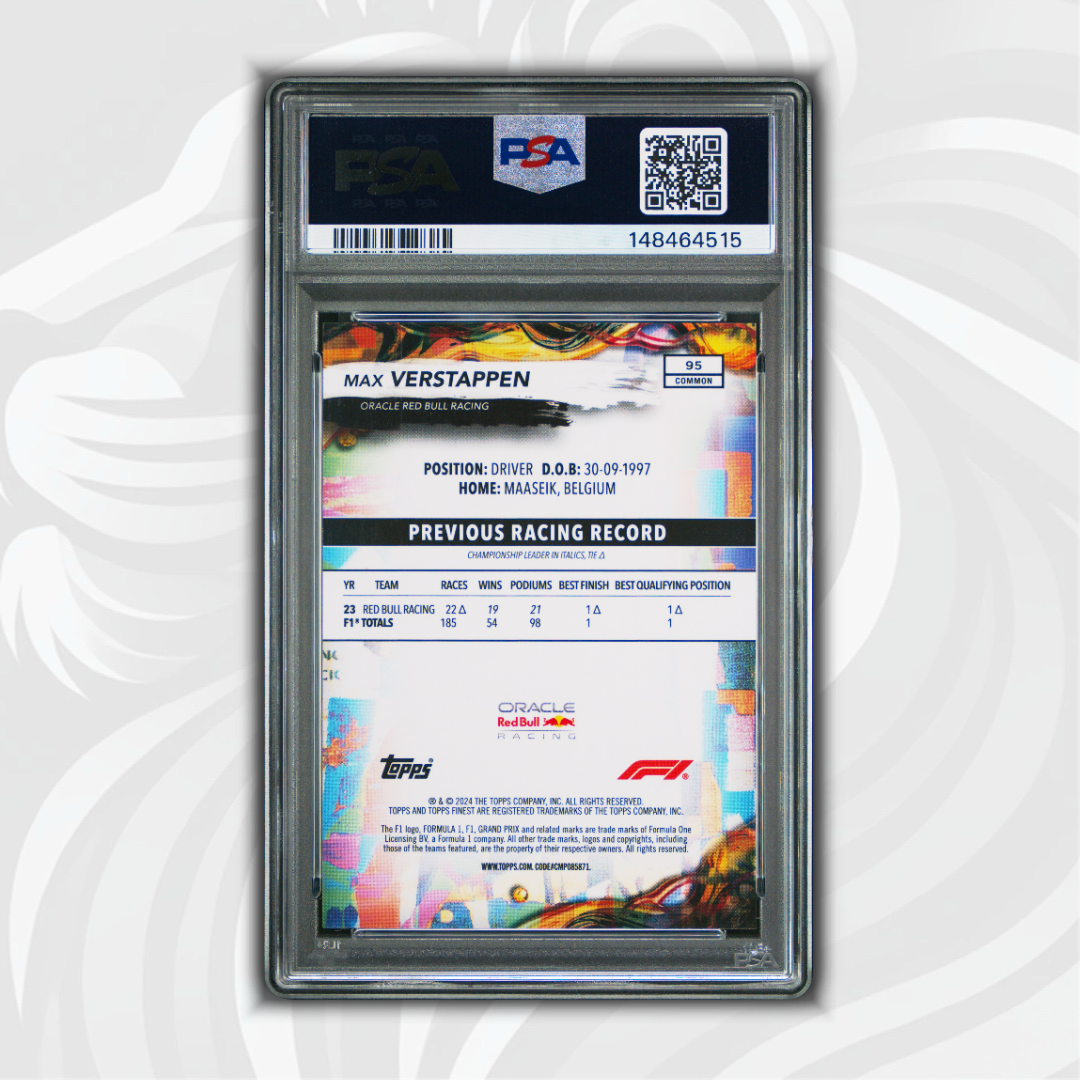 PSA 10 - 146/200 Max Verstappen #95 - Blue Refractor - 2024 Topps Finest Formula 1 - Back