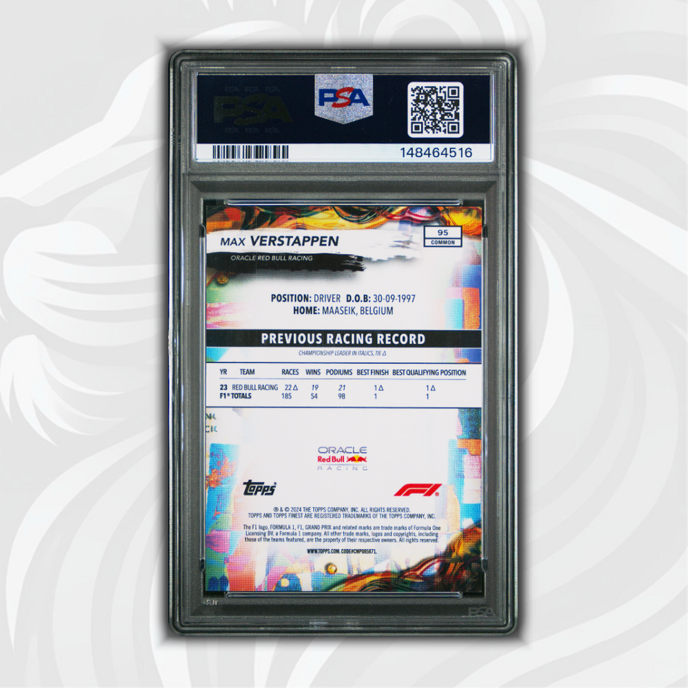 PSA 10 - 159/200 Max Verstappen #95 - Blue Refractor - 2024 Topps Finest Formula 1 - Back