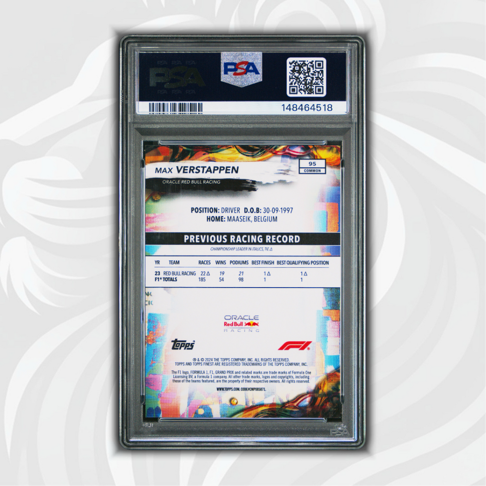 PSA 9 - Max Verstappen #95 - Blue Refractor - 2024 Topps Finest Formula 1 - Back