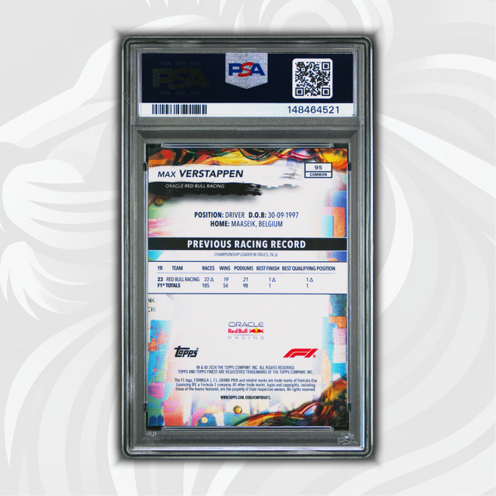 PSA 10 - 037/200 Max Verstappen #95 - Blue Refractor - 2024 Topps Finest Formula 1 - Back