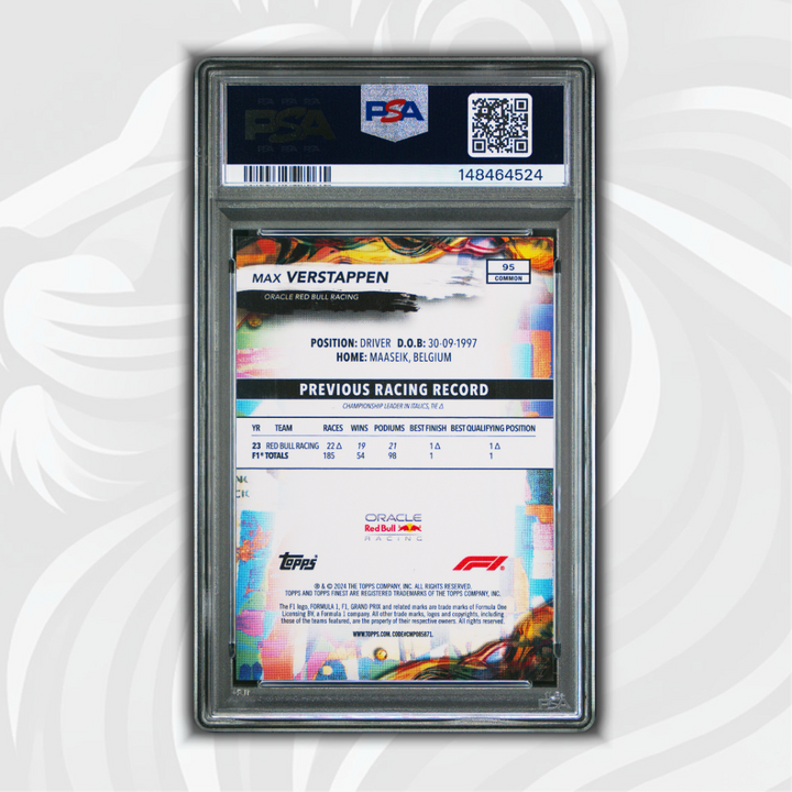 PSA 10 - 154/200 Max Verstappen #95 - Blue Refractor - 2024 Topps Finest Formula 1 - Back