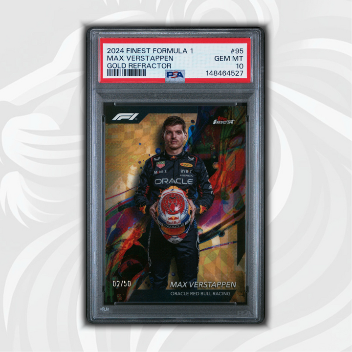 PSA 10 - 62/50 Max Verstappen #95 - Gold Refractor - 2024 Topps Finest Formula 1 - Front