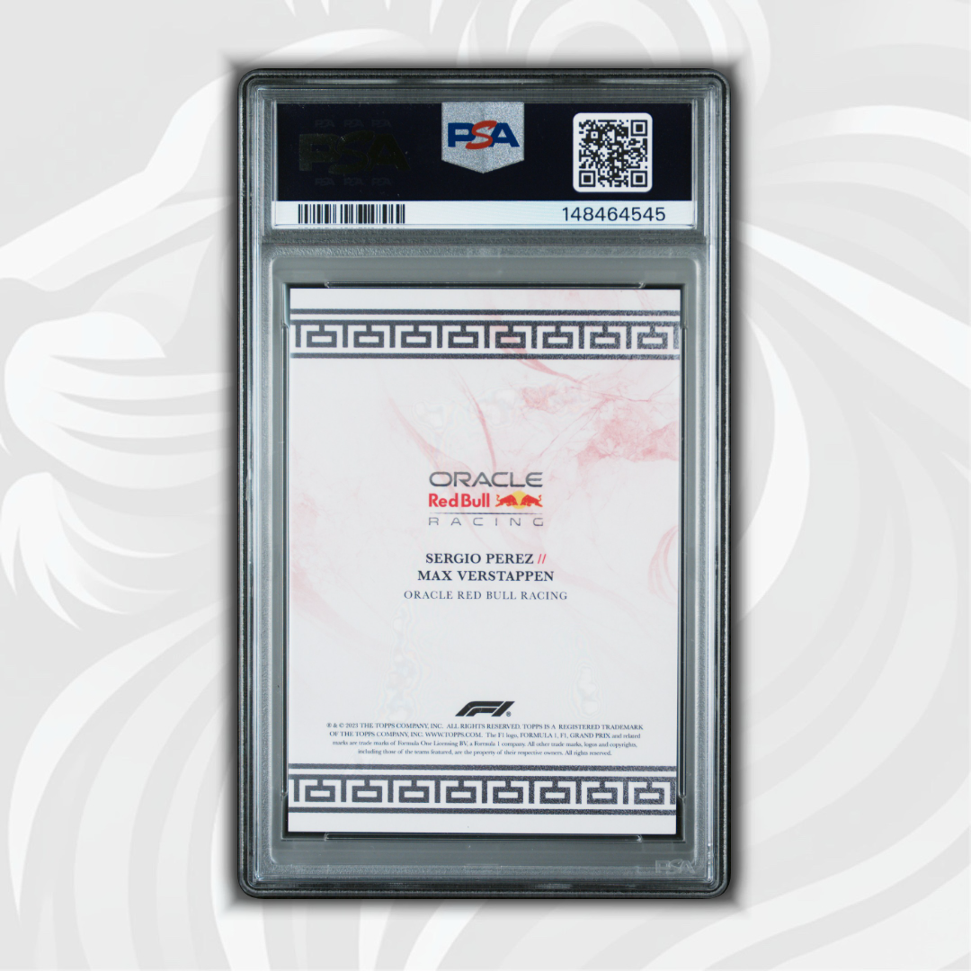 PSA 10 - 08/10 Sergio Perez / Max Verstappen - La Squadra - 2023 Topps Eccellenza F1 - Red